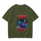 Olive Graphic T-Shirt with 'MORE POWER' and Muscular Skeleton Character
