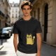 Olive Green T-Shirt With Surprised Yellow Tabby Cat Graphic