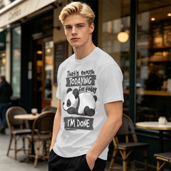 Oversized Graphic T-Shirt with Tired Panda 'That's Enough Todaying For Today I'm Done'
