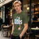 Olive Green T-Shirt With Kitties Rainbow Graphic Design
