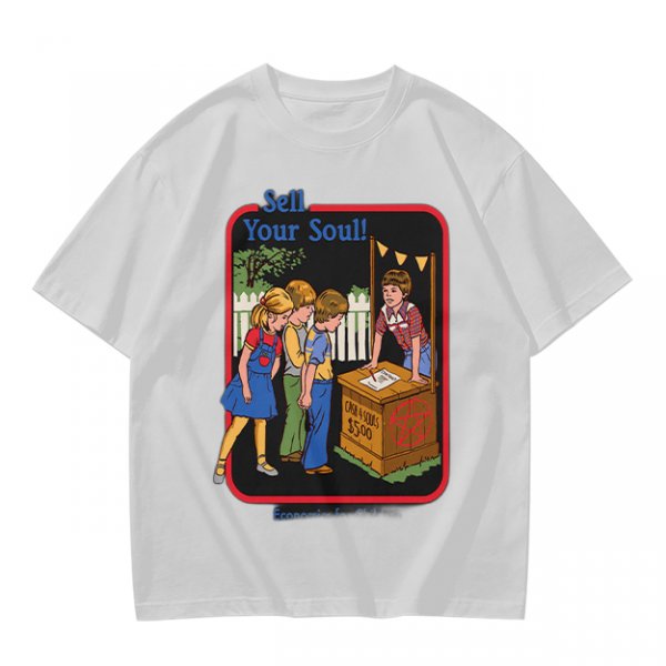 Olive graphic t-shirt with 'Sell Your Soul' kids stand print