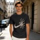 Olive T-shirt with Alien Facehugger Swoosh Graphic Print