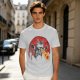 Olive T-Shirt With Laser Beam Shooting Cat Graphic