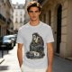 Olive T-shirt with Ghostface driving a Ghostbusters-style car graphic