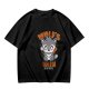 Olive t-shirt with cute wolf vanity graphic and playful text