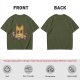 Olive T-Shirt With Angry Cat Holding Cupcakes Graphic Print