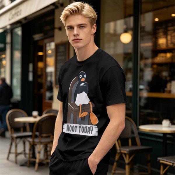 Olive T-shirt with Pingu Penguin 'Noot Today' Graphic Print