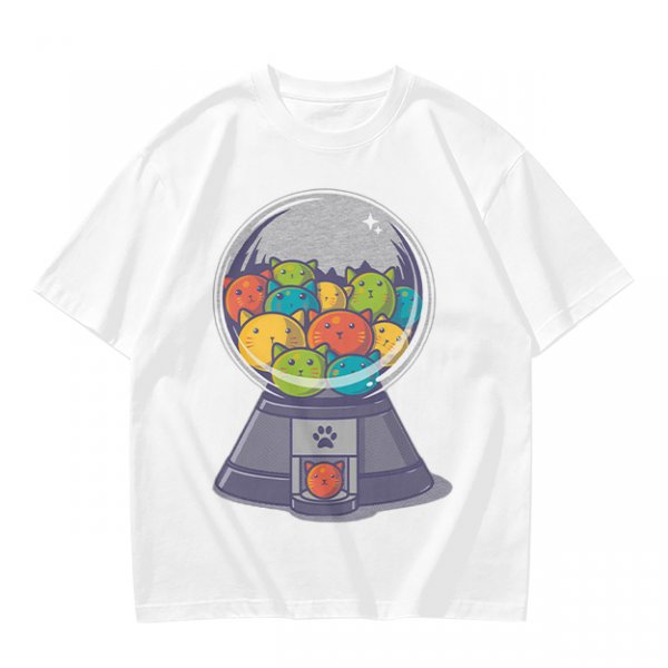 Olive T-Shirt With Cat Gumball Machine Artwork