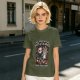 Olive graphic t-shirt with 'No longer fighting with my demons we're friends now' print