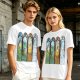 Olive T-Shirt With Stained Glass Style Four Seasons Forest Creature Art