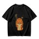 Olive green t-shirt with grumpy fox offering a hug graphic