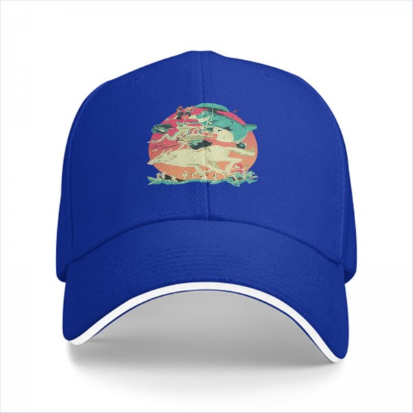 Black Baseball Cap With Whimsical Retro Animal Graphic Print