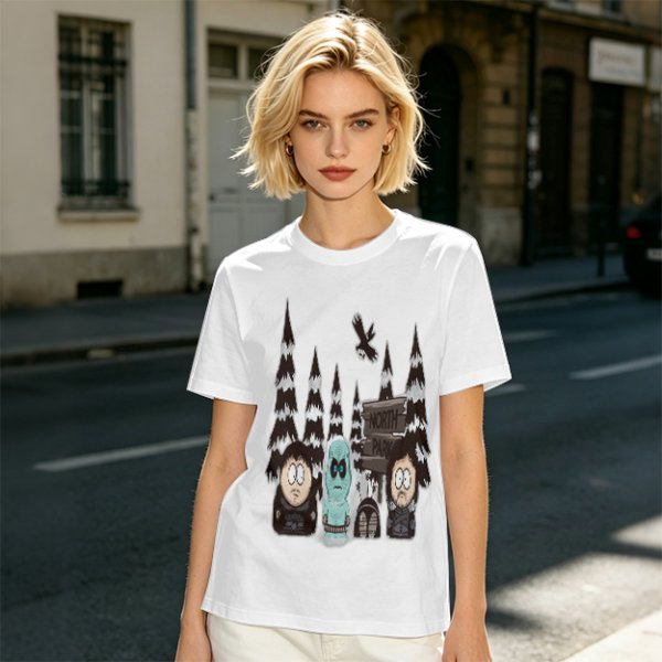 South Park Style North Park Winter Forest Graphic T-Shirt