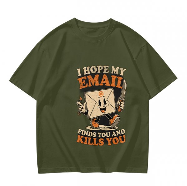 Olive Graphic T-Shirt With Sarcastic Email Cartoon Print