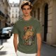 Olive T-shirt with Monster Burger and Japanese Graphic Print