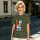 Olive T-Shirt with Surfer Pizza Character and Argyle Pizza Print