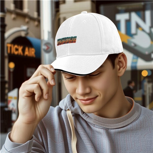 Black Baseball Cap With 'Functioning Because Of Coffee' Retro Text