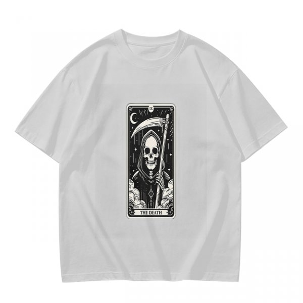 Olive T-shirt with The Death Tarot Card Grim Reaper Graphic