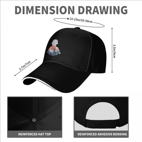 Black Baseball Cap With Mountain Hiker Silhouette Landscape Art