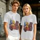 Olive T-Shirt With Cartoon Robot And Winged Vehicle Graphic
