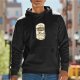 Black Hoodie with Vintage Wine Label Graphic Print