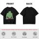 Oversized Army Green T-Shirt With Muscular Frog Lifting Dumbbells Print