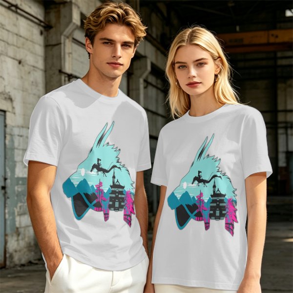 Olive T-Shirt With Spirited Away Dragon Silhouette Artwork