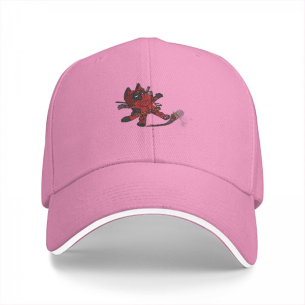 Black baseball cap with chibi Deadpool graphic design