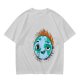 Olive T-shirt with Worn Burning Earth Graphic and 'Fine Thanks' Text