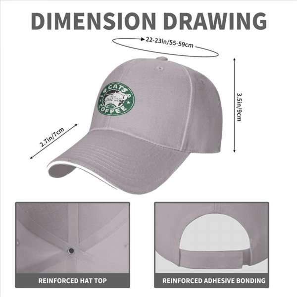 Black baseball cap with I Love Cats & Coffee graphic print