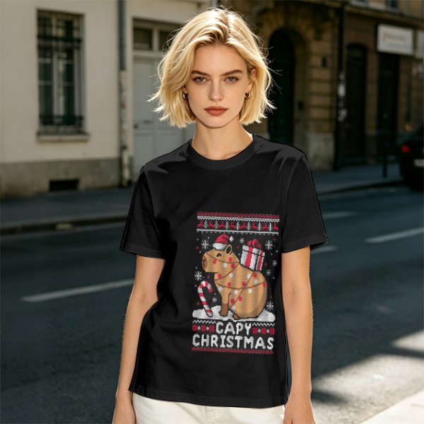 Capy Christmas Ugly Christmas Sweater Style T-Shirt
