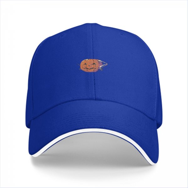 Black Baseball Cap with Halloween Pumpkin Jack-o'-lantern Graphic