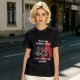 Olive graphic tee with funny cat and leave your problems behind quote