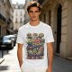 Olive T-Shirt With Halloween Themed Food And Pumpkin Cat Print