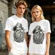 Olive t-shirt with skeleton graphic and 'Cheers! I'm Having Another Crisis' text