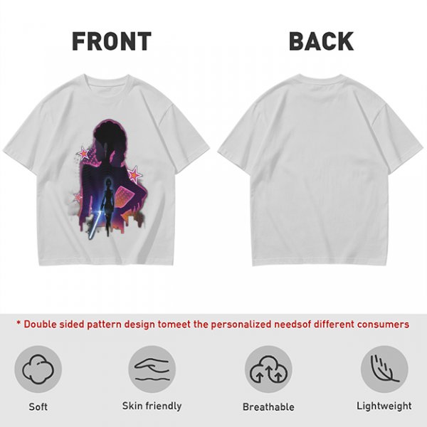 Olive t-shirt with neon star wars style female silhouette print
