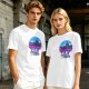 Olive T-shirt with Anor Londo Synthwave Castle Print