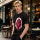 Olive Green T-Shirt With Cartoon D20 Vampire Graphic