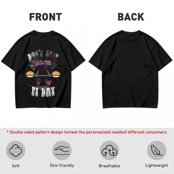 Don't Skip Pi Day T-Shirt with Lifting Pi Character Holding Pies