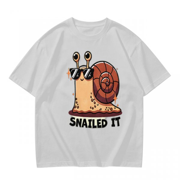 Olive T-Shirt With Cool Snail Wearing Sunglasses 'Snailed It' Print