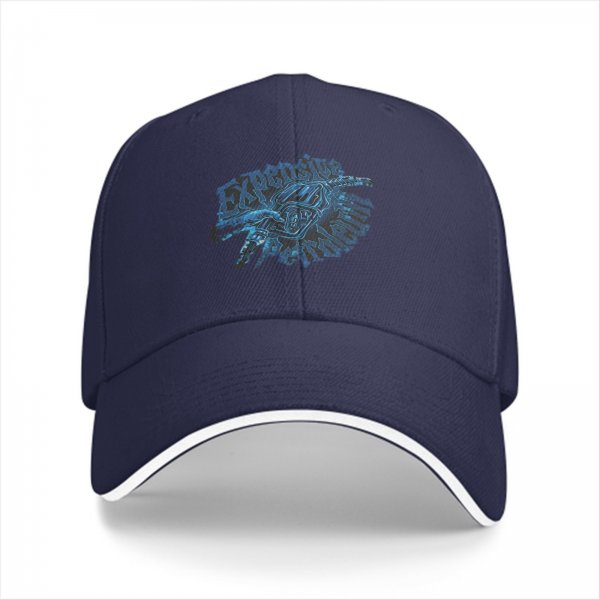 Black Baseball Cap With Blue Graphic Print Design