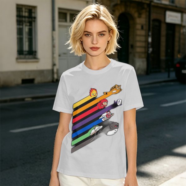 Studio Ghibli Characters Rainbow Stripe Graphic T-Shirt