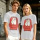 Olive T-Shirt with Cute Ghosts on Red Armchair Graphic