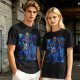 Olive T-Shirt with Cosmic Anime Character Graphic Print