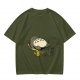 Olive T-shirt with Sleeping Totoro and Crossover Anime Characters Print