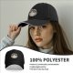 Black baseball cap with 'I DON'T CARE' and relaxed cat graphic