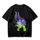 Olive green t-shirt with Maleficent fantasy silhouette graphic