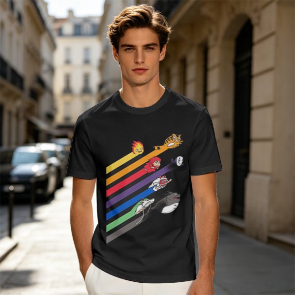 Studio Ghibli Characters Rainbow Stripe Graphic T-Shirt