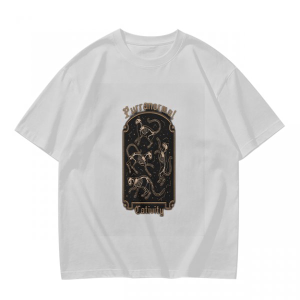 Olive Green T-Shirt with Purranormal Cat Skeleton Tarot Art