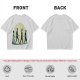 Olive T-shirt with Walking Silhouettes Under a Large Moon
